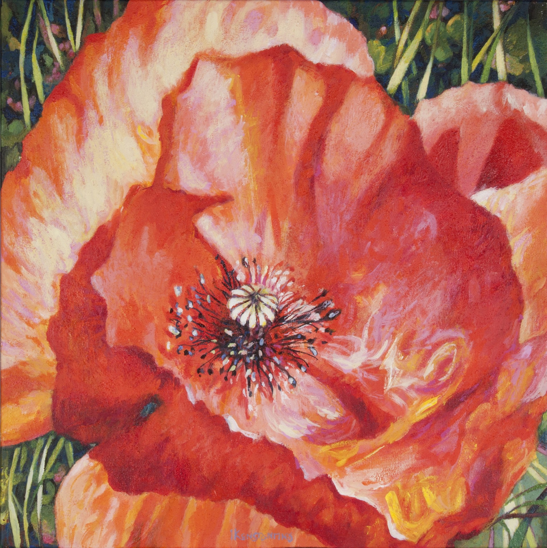 Poppy VII, acrylic on canvas,60x60 cm.