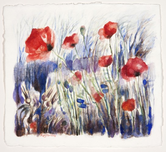 Poppies, watercolor on paper, 39x42 cm.