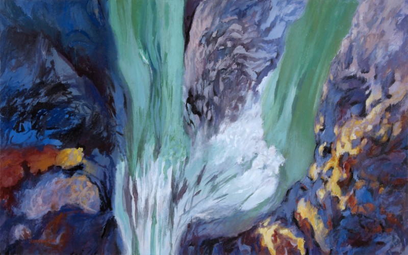 Waterfall, acrylic on canvas, 75x120 cm.