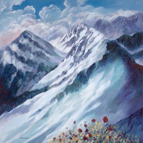 Snow, acrylic on linen canvas, 150 X 150 cm.