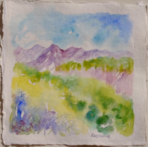 Mountain view II, handmade paper, 20x20cm