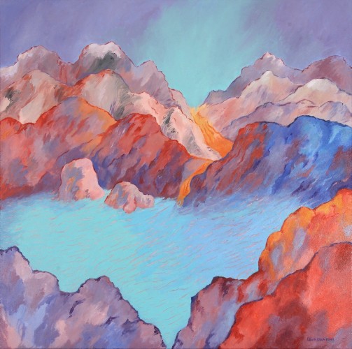 The sun river (acrylic on linen canvas - 1 X 1m)