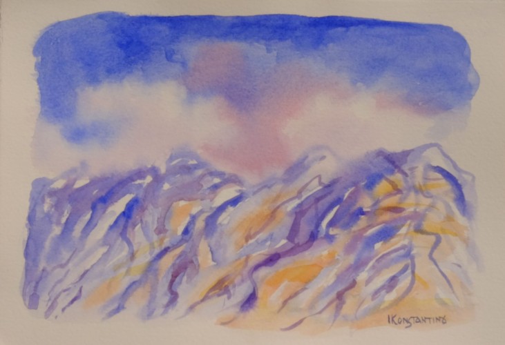 Mountain peaks III, handmade paper, 21x30cm